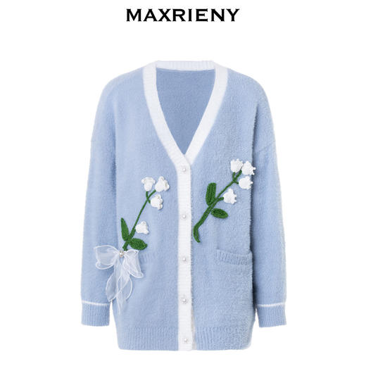 MAXRIENY*浪漫感铃兰立体花毛织开衫冬季针织衫(货号:MS88JA518) 商品图4