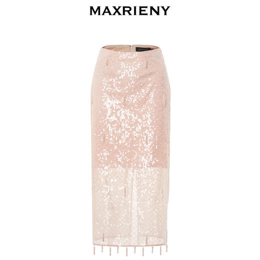 MAXRIENY轻奢重工珠链小众设计感半身裙气质A字裙(货号:MC88SK507) 商品图4
