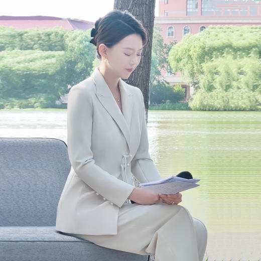 IWY/灰色高级气质新中式西装套装高级感职业装国风主持人长袖服装FYCP203 商品图3