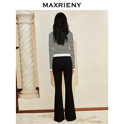 【商场同款-摩登女爵】MAXRIENY*休闲裤子高腰黑色牛仔喇叭裤(货号:MC85PA016) 商品图3