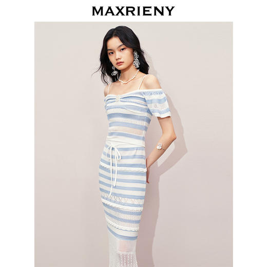 【商场同款】MAXRIENY甜美少女感一字肩吊带针织上衣女修身显瘦(货号:MS85SW264) 商品图2