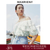 MAXRIENY甜美田园风一字肩雪纺衫荷叶边上衣(货号:MC88TP323) 商品缩略图0