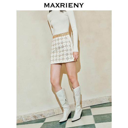 【商场同款-都市华丽日常】MAXRIENY烫钻缎面半裙宴会晚会穿搭女(货号:MC85SK034) 商品图2