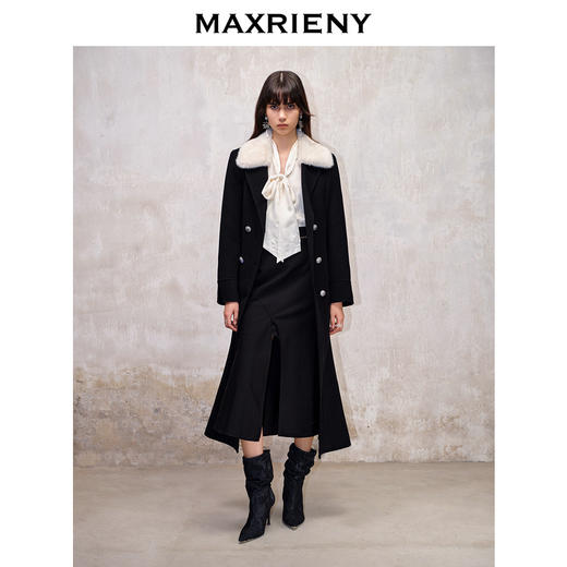 MAXRIENY法式复古鱼尾大衣长款双面呢赫本羊毛外套(货号:MS88CT502) 商品图1