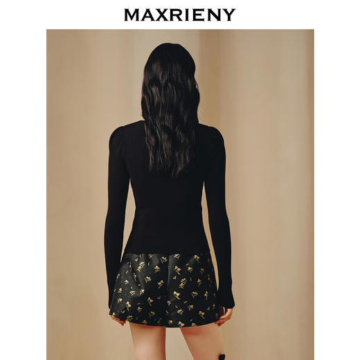 MAXRIENY宫廷复古郁金花提花高腰百褶短裤裙裤(货号:MC88PA792) 商品图3