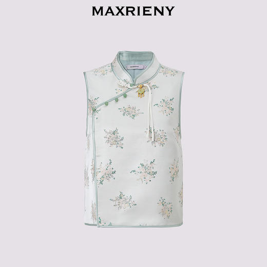 【商场同款】MAXRIENY贵雅新中式马甲上衣女国风立领吊坠盘扣马夹(货号:MS85VE501) 商品图4