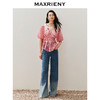 【静奢度假-商场同款】MAXRIENY宫廷文艺风翻领撞色格纹收腰上衣(货号:MC85TP306) 商品缩略图1