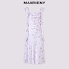 【浪漫度假-商场同款】MAXRIENY紫玫瑰连衣裙波浪花边真丝印花(货号:MC85DR407) 商品缩略图4