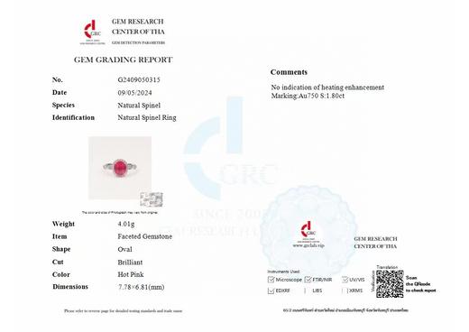 1.8克拉精品无烧莲花色尖晶戒指 商品图5