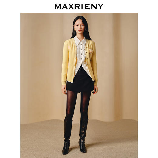 MAXRIENY复古立体渐变花毛衫23冬季新款修身上衣女(货号:MC88SW804) 商品图1