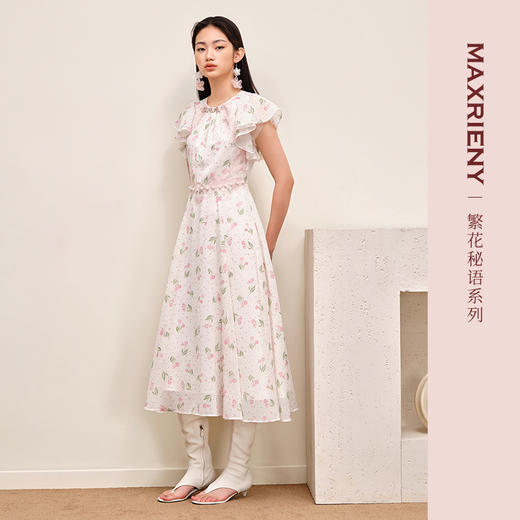 MAXRIENY欧式园艺风连衣裙温柔碎花雪纺裙浪漫长裙(货号:MS88DR541) 商品图1