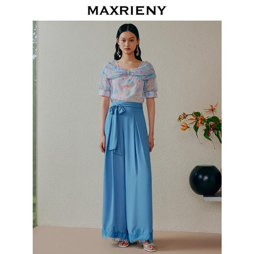 MAXRIENY*廓形设计感高腰阔腿裤修身雪纺休闲裤(货号:MC88PA296) 商品图1