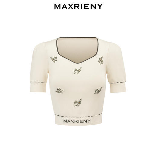 MAXRIENY优雅复古感收腰钉珠绣花毛衫修身显瘦上衣(货号:MS85SW048) 商品图4