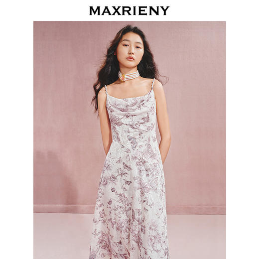 【主题纪念款】MAXRIENY浪漫甜美感蝴蝶烧花钻链吊带连衣裙(货号:MC85DR507) 商品图2
