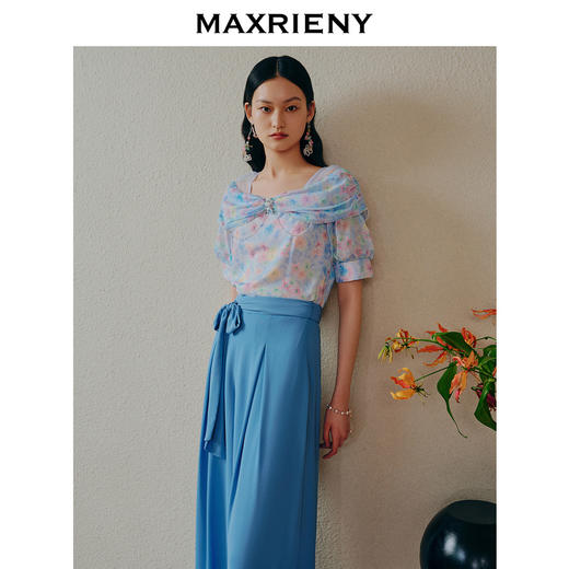 MAXRIENY*廓形设计感高腰阔腿裤修身雪纺休闲裤(货号:MC88PA296) 商品图2