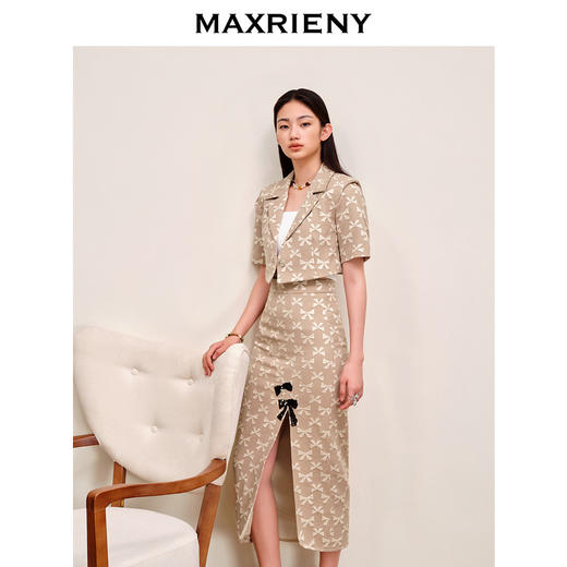 MAXRIENY名媛千金风肌理感蝴蝶结截短外套西装套装(货号:MS88JA541) 商品图2
