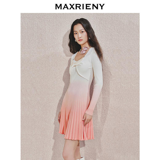 【贵雅日常-商场同款】MAXRIENY浪漫少女感扭结钉珠渐变连衣裙(货号:MC85DR545) 商品图2