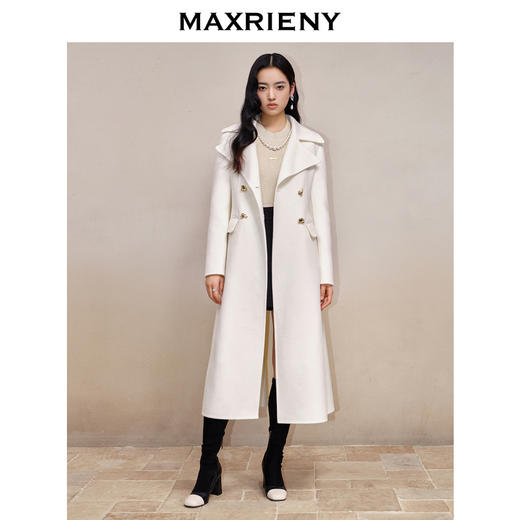 MAXRIENY本白*复古风双面呢大衣长款羊毛外套(货号:MS88CT545) 商品图1