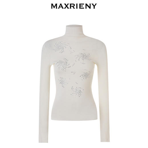 【商场同款】MAXRIENY华丽复古感烫钻套头羊毛毛衫23冬款修身上衣(货号:MC88SW854) 商品图4