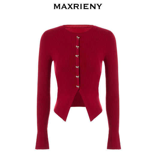 MAXRIENY*复古红收腰针织衫冬款修身上衣战衣(货号:MC88SW850) 商品图4