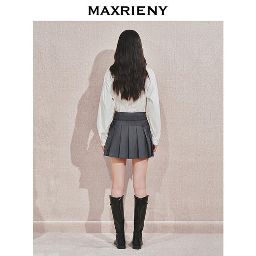 【贵雅日常-商场同款】MAXRIENY*复古优雅感A字百褶半身短裙(货号:MC85SK564) 商品图3