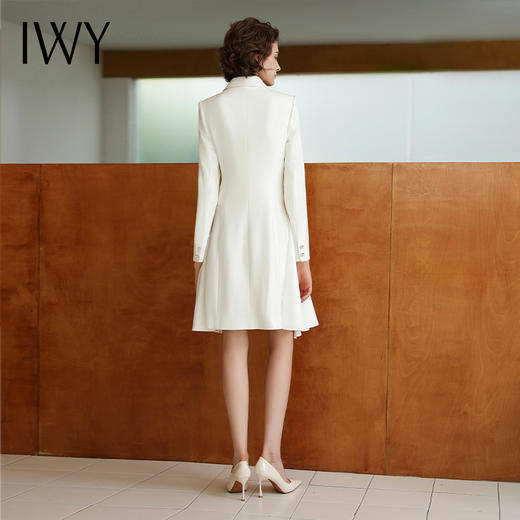 IWY/白色长袖V领职业装裙小香风气质*时尚女神范OL显瘦连衣裙女Q14304 商品图3