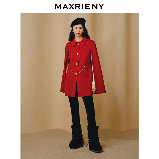 MAXRIENY*极简廓形毛呢外套23冬款a字羊毛斗篷女(货号:MC88CT795) 商品图1