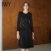 IWY/秋装女款风衣式收腰圆领西服裙子黑色大摆连衣裙Q1201 商品缩略图2