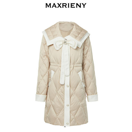 MAXRIENY*复古小香撞白边香槟金长款羽绒服外套(货号:MC88DC522) 商品图4