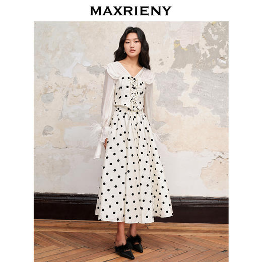MAXRIENY芭蕾风波点半身早秋长裙伞裙(货号:MC88SK611) 商品图1