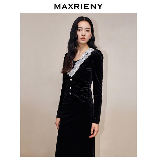 MAXRIENY法式复古撞色花边刺绣蕾丝雪纺衫(货号:MS88TP501) 商品图2