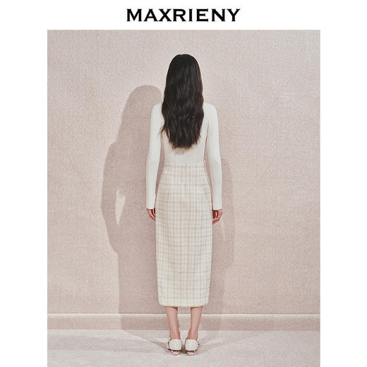 【主题纪念款】MAXRIENY宫廷刺绣双开衩铅笔裙2024秋冬新款半裙(货号:MC85SK505) 商品图3