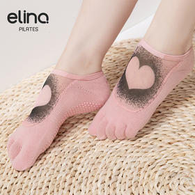 elina一恋2024 网纱印花五趾普拉提瑜伽防滑袜ELR2503