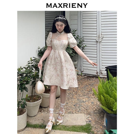 MAXRIENY宫廷新中式娃娃裙夏浮雕提花连衣裙蓬蓬裙(货号:MC87DR320) 商品图3