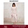 MAXRIENY玫瑰丝绒提花连衣裙秋冬度假仙美开叉裙子(货号:MS88DR753) 商品缩略图0