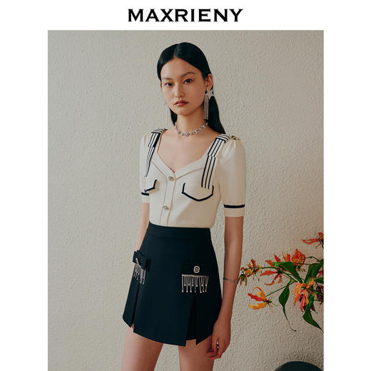 MAXRIENY甜美复古感A字蝴蝶结钻饰裙裤修身遮肉短裤(货号:MC88PA292) 商品图2