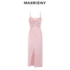 MAXRIENY法式浪漫荡领吊带连衣裙醋酸缎面裙子(货号:MS85DR025) 商品缩略图4