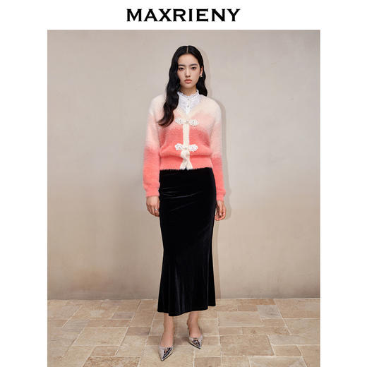 MAXRIENY国风新中式盘扣风韵开衫外套毛针织衫(货号:MS88JA781) 商品图1