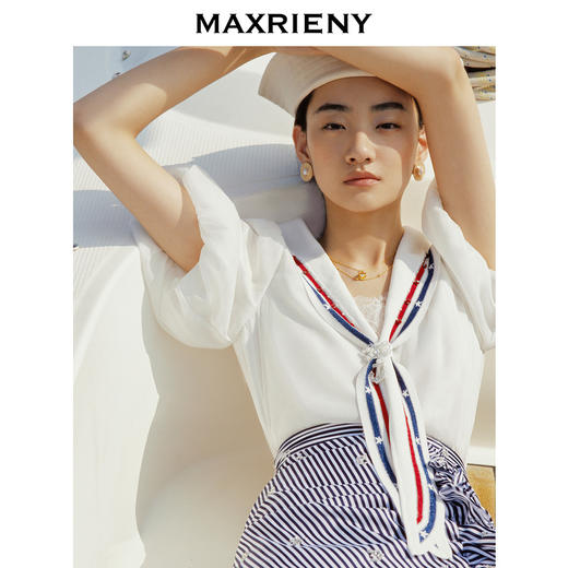MAXRIENY赫本海军鱼尾针织海军风水手领上衣(货号:MC88TP274) 商品图2