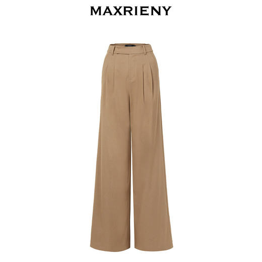 MAXRIENY率性复古感摩卡高腰褶皱阔腿裤梭织休闲裤(货号:MC88PA568) 商品图4