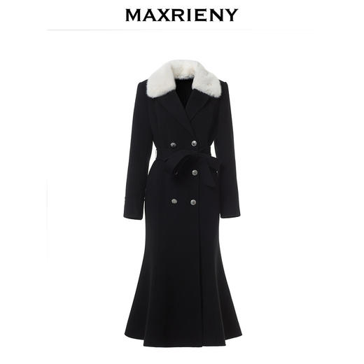 MAXRIENY法式复古鱼尾大衣长款双面呢赫本羊毛外套(货号:MS88CT502) 商品图4