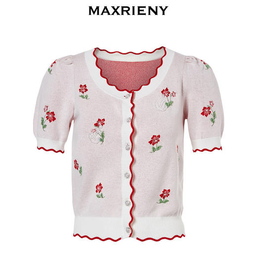 MAXRIENY小红花甜美针织衫开衫薄毛衫上衣(货号:MC88SW276) 商品图4
