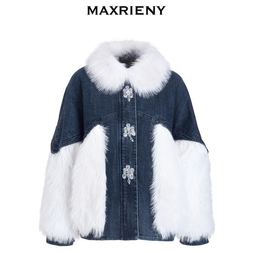 MAXRIENY牛仔毛感拼接加厚羽绒服冬季外套(货号:MC87DC755) 商品图4