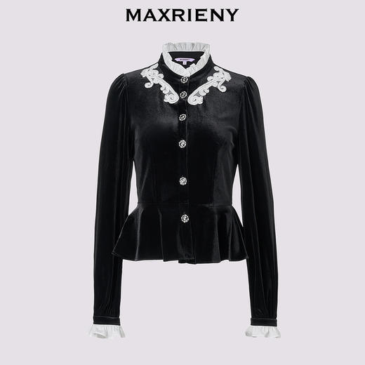 【商场同款】MAXRIENY宫廷复古风立体收腰衬衫法式赫本风长袖上衣(货号:MS85TP507) 商品图4