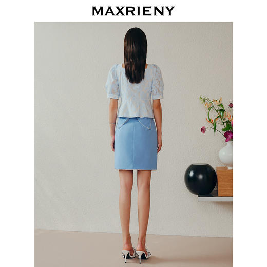 MAXRIENY甜美新中式盘扣截短雪纺衫23夏款上衣(货号:MC88TP325) 商品图3