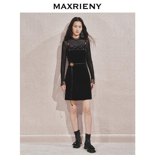 【主题纪念款】MAXRIENY*都市亮片晚宴礼裙2024秋冬新款连衣裙(货号:MC85DR542) 商品图1