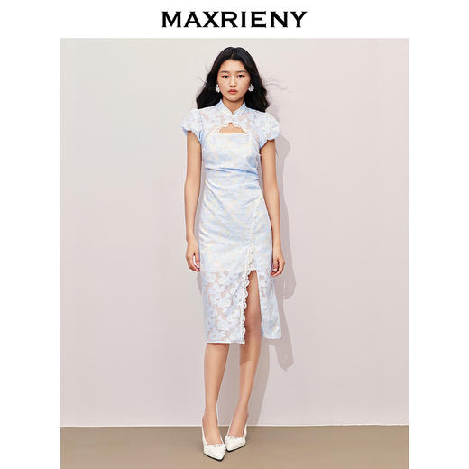 MAXRIENY新中式连衣裙2024夏季新款仙美国风裙子开叉改良旗袍(货号:MS85DR295) 商品图1