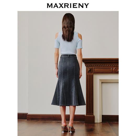 蝴蝶仙紫系列2.0MAXRIENY森系精灵牛仔鱼尾半身裙(货号:MC88SK256) 商品图3