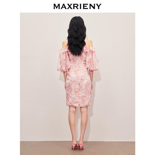 【商场同款】MAXRIENY浪漫甜美感一字肩吊带连衣裙茶歇裙女(货号:MS85DR273) 商品图3