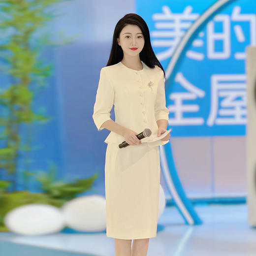 IWY/杏色职业套装裙女两件套七分袖气质百搭主持人西装裙播音比赛CS1975 商品图3